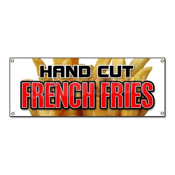 Signmission HAND CUT FRENCH FRIES BANNER SIGN chips idaho crispy onion rings frys hot fresh B-Hand Cut French Fries - main